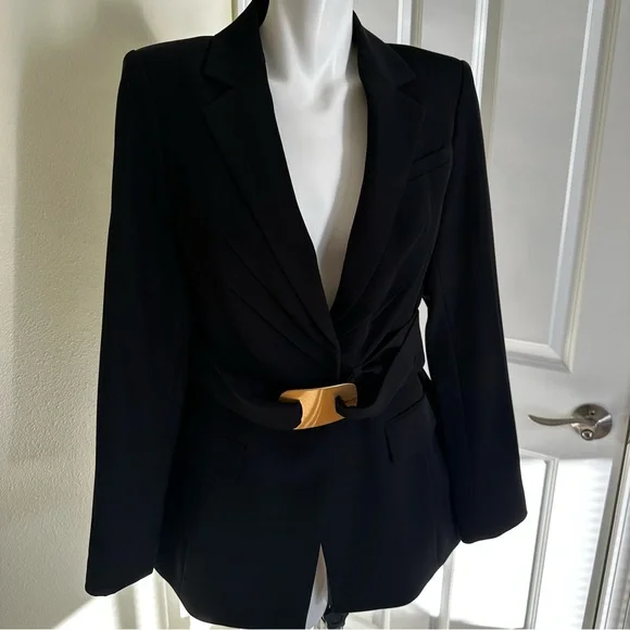 Donna Karan Black Blazer with Gold Accent - Picture 3 of 9